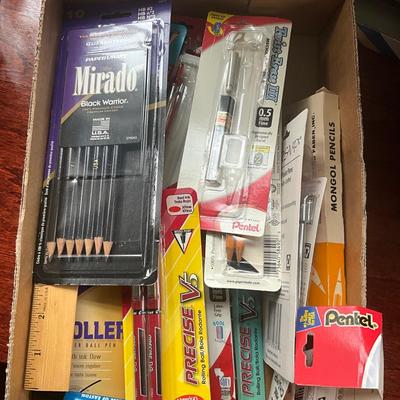 DO1299 Lot of Fiskars 12" Paper Trimmer and New Pens and Pencils