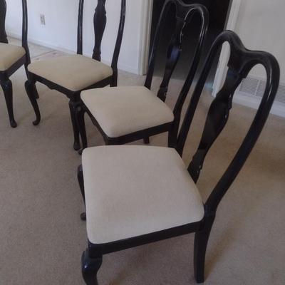 Set of Eight Italian Black Lacquer Finish Dining Tables incudes One Carver Chair