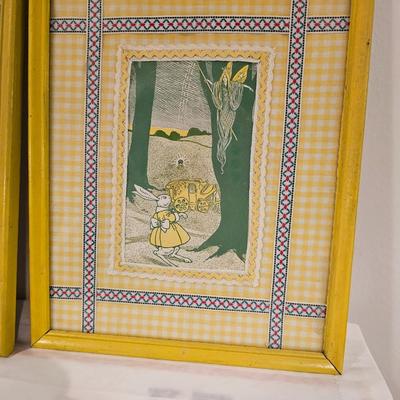 2 vintage Prints with ric rac and ribbons