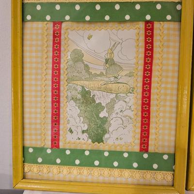 2 vintage Prints with ric rac and ribbons