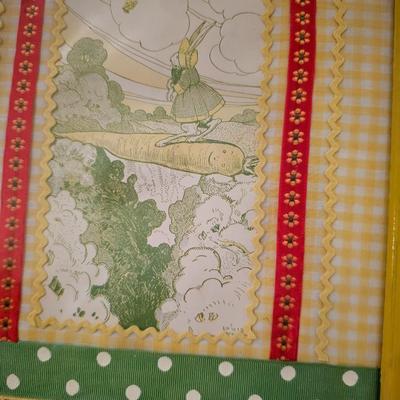 2 vintage Prints with ric rac and ribbons