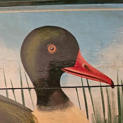 Primitive style duck painting on heavy board