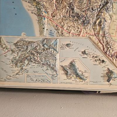 Vintage Raised Relief Rand McNally Map of the United states