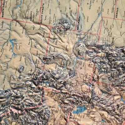 Vintage Raised Relief Rand McNally Map of the United states