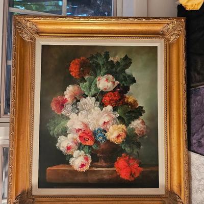Painting of Flowers with ornate frame