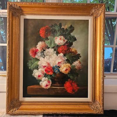 Painting of Flowers with ornate frame