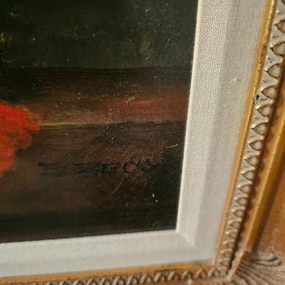 Painting of Flowers with ornate frame