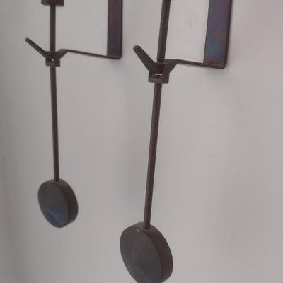 Pair of Contemporary Metal Candle Stick Holders Wall Mount