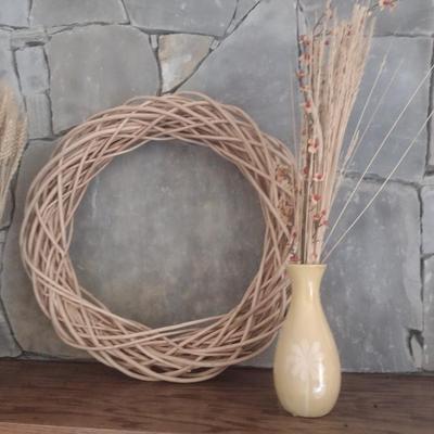 Collection of Home Decor includes Vine Wreath and Dried Harvest Grass
