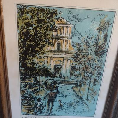 Collection of Framed Wall Art Watercolors and Fabric Art