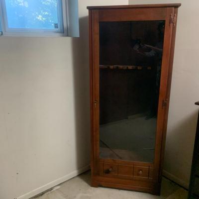 Vintage Gun Cabinet with Lock and Key