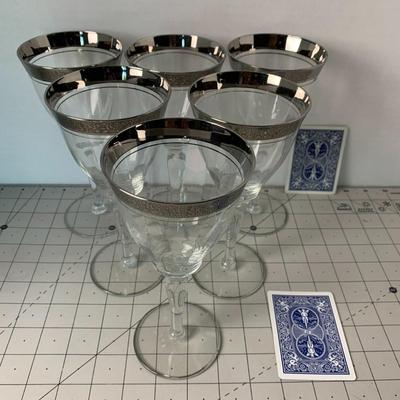 Silver Rimmed Large Wine Glasses