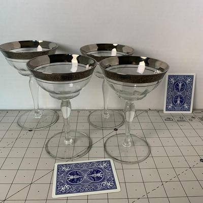 Silver Rimmed Medium Wine Glasses