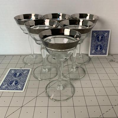 Silver Rimmed Small Wine Glasses