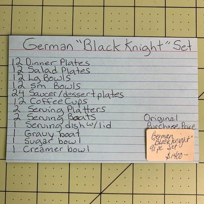 91 Piece German "Black Knight" Conchita Floral Dish Set