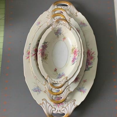 91 Piece German "Black Knight" Conchita Floral Dish Set