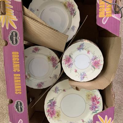 91 Piece German "Black Knight" Conchita Floral Dish Set