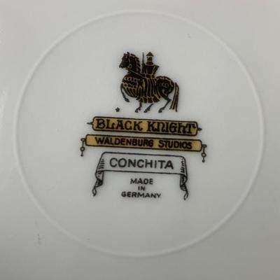 91 Piece German "Black Knight" Conchita Floral Dish Set