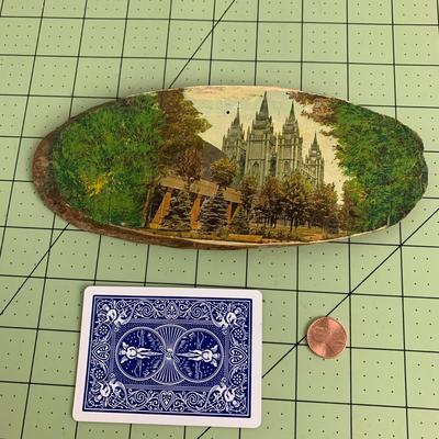 1933 Salt Lake Temple Wood Slab Painting