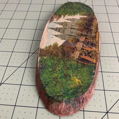 1933 Salt Lake Temple Wood Slab Painting