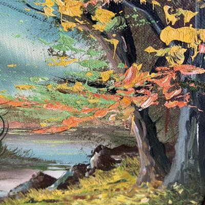Vintage Stream Scene Painting