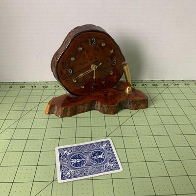Wood Desk Clock with Pen Holder