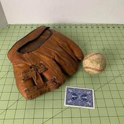 Vintage Baseball Glove and Ball