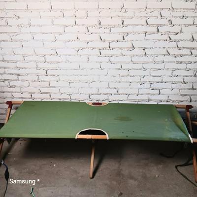 Vintage Wooden Canvas Cot