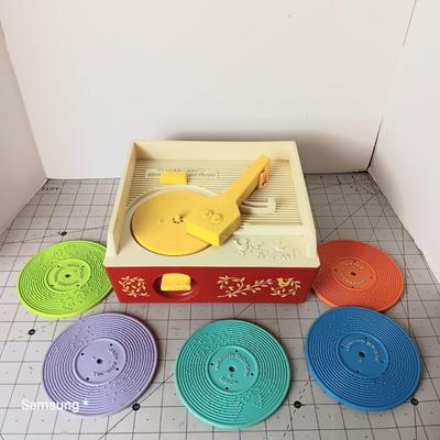 Vintage Fisher-Price Music Box Record Player with Discs