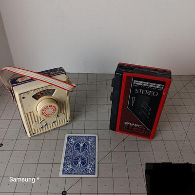 Vintage Fisher-Price Music Box Radio and Sharp Walkman Radio