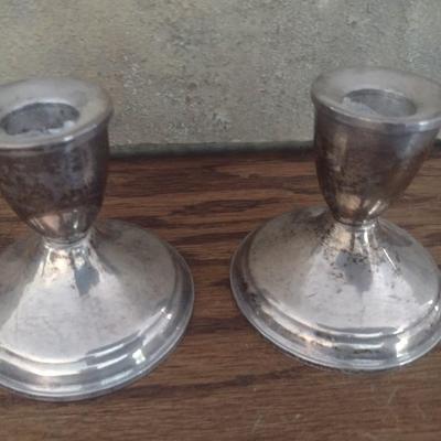 Pair of Weighted Sterling Silver Candlesticks Holders