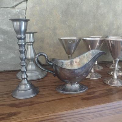 Great Collection of Vintage Silverplate Tableware Items including Valero Goblets