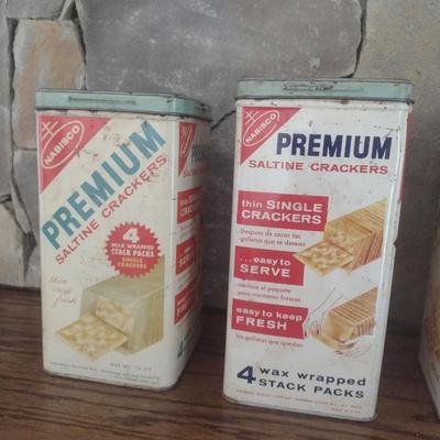 Set of Five Vintage Premium Cracker Tins