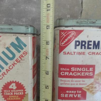 Set of Five Vintage Premium Cracker Tins