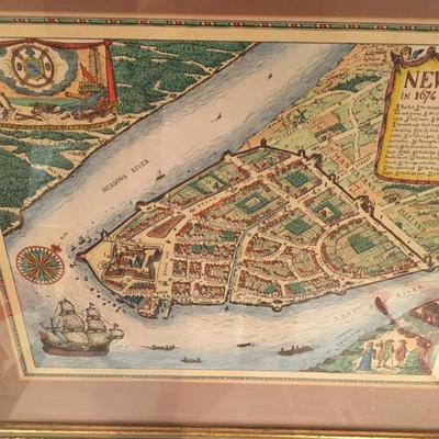 Antique map of New York 1674 reproduction