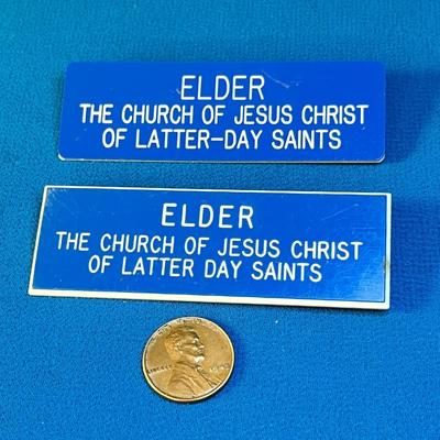 MISSIONARY ELDER L.D.S. CHURCH BADGES X 2