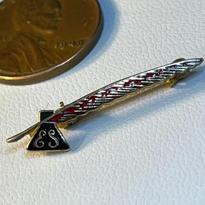 ENAMELED QUILL AND INK BOTTLE â€œESâ€ ORGANIZATIONAL OR FRATERNITY? PIN
