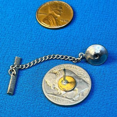 REAL BUFFALO NICKLE TIE TACK