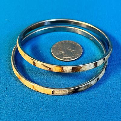 STONE? BONE? INLAID BANGLE BRACELETS x 2