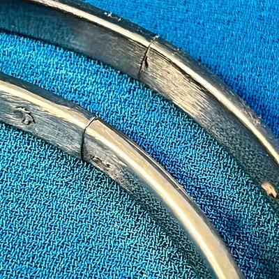 STONE? BONE? INLAID BANGLE BRACELETS x 2