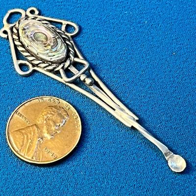 FANCY ABALONE POSSIBLY SILVER TEENY TINY SPOON