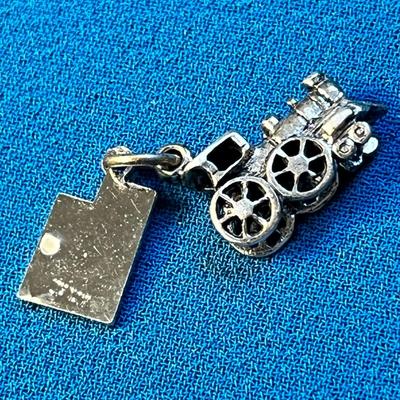 NICKEL SILVER 2-PIECE CHARM- UTAH AND TRAIN FIGURE