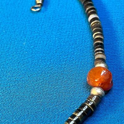 SILVER AND STONE BEAD NECKLACE