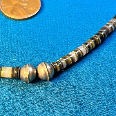 SILVER AND STONE BEAD NECKLACE