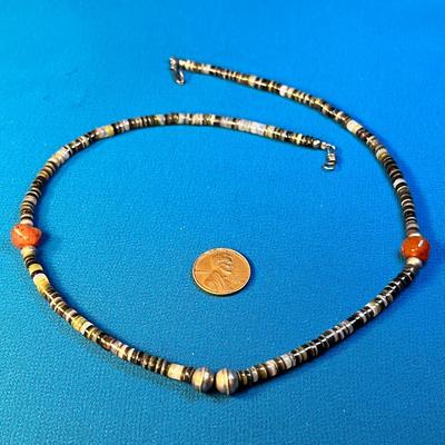 SILVER AND STONE BEAD NECKLACE