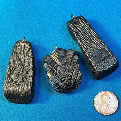 3 CARVED TIKI FIGURES MARKED â€œCOCO JOEâ€™S LAVA HAWAIIâ€ RHINESTONE EYES