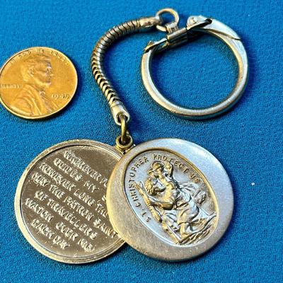 ST. CRISTOPHER PROTECT US 2-PART KEY CHAIN 