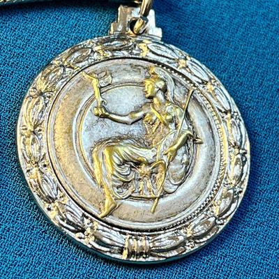 CLASSICAL ROMAN FIGURE WITH SPEAR, EAGLE AND WINGED FIGURE ON KEY CHAIN