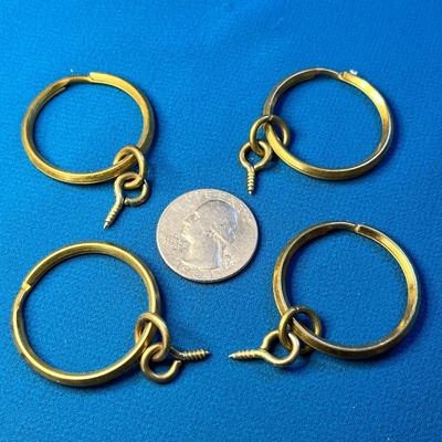 VINTAGE BRASS KEY RINGS WITH ANCHORING SCREWS x 4