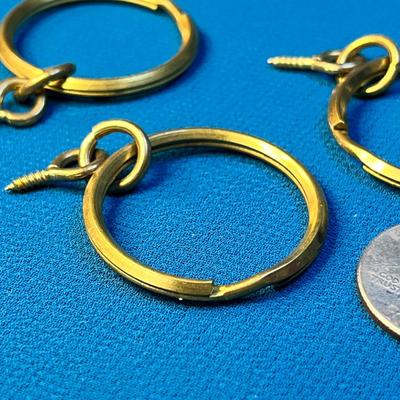 VINTAGE BRASS KEY RINGS WITH ANCHORING SCREWS x 4